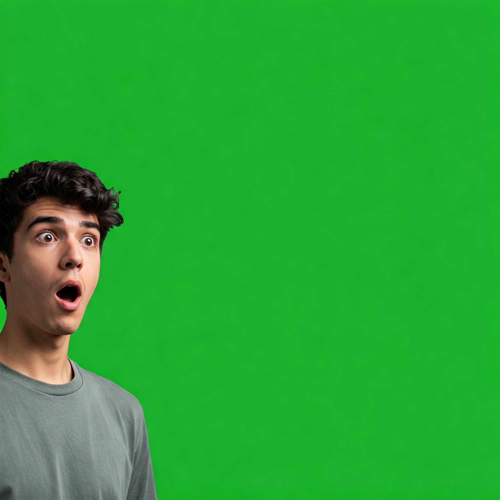 photo of Surprised Young Man Looking Left on Green Screen
